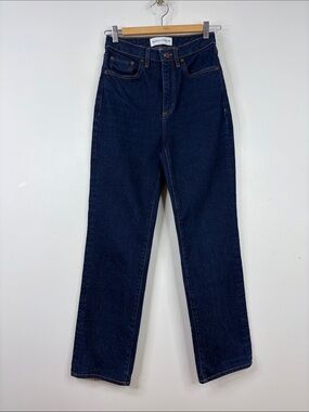 Denim Forum Jeans Womens 25 x 29 Dark Blue Down Super Hi Rise Straight Aritzia